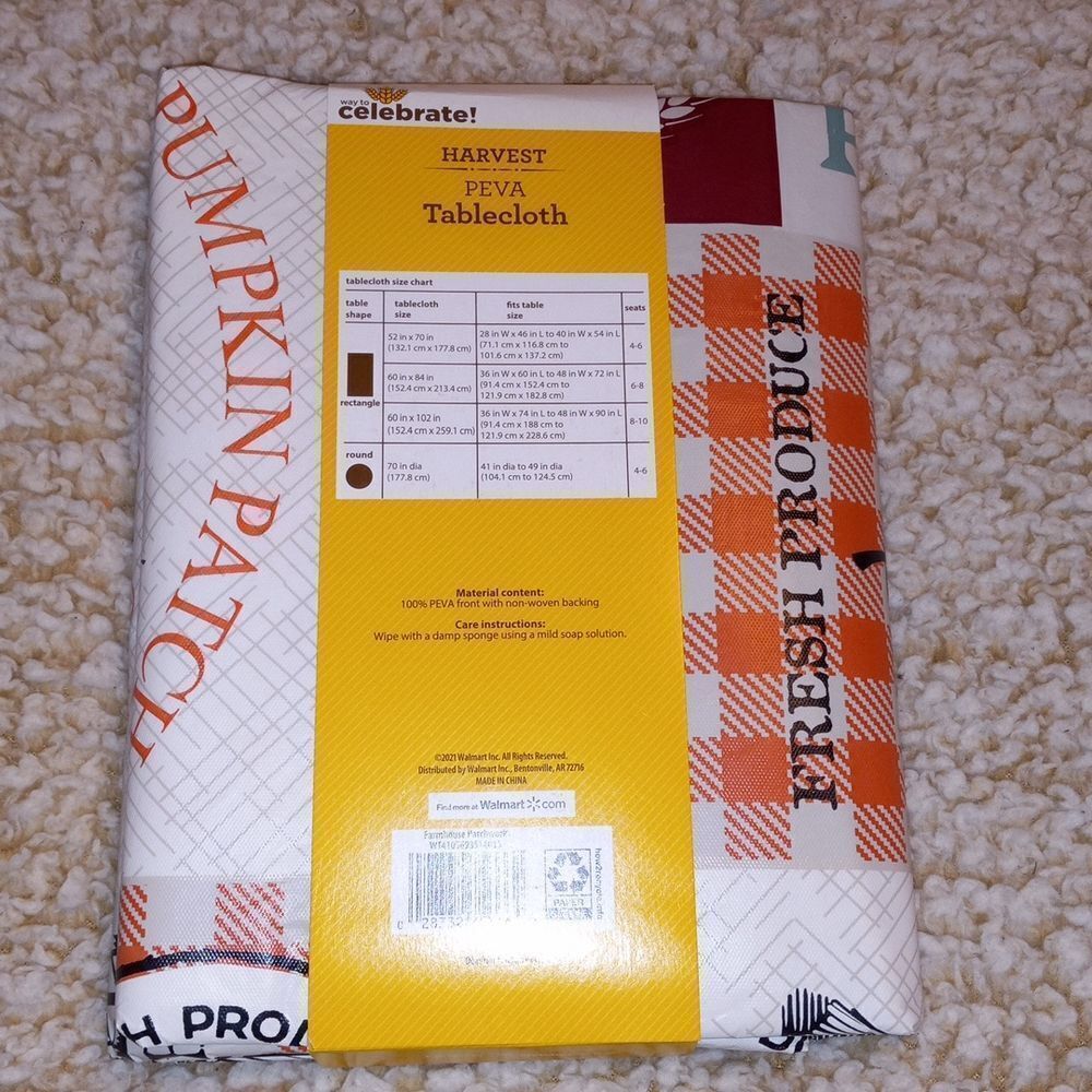 Fall Thanksgiving Round Vinyl Tablecloth - Picture 4 of 4